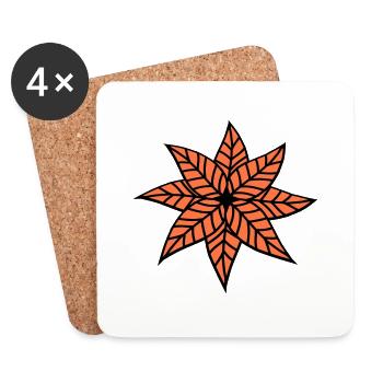 Petite feuille étoile brune jolies feuilles d’automne - Dessous de verre (lot de 4) - blanc - Devant