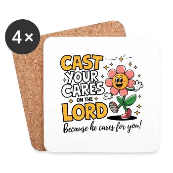 Cast your cares on the lord - Coasters (set of 4) - white - Front