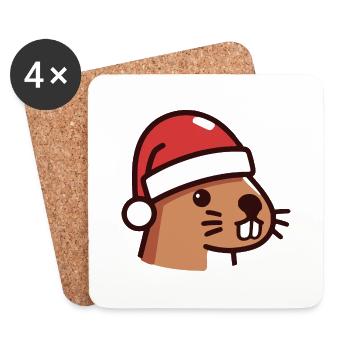 Otter Christmas - Coasters (set of 4) - white - Front