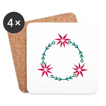 Christmas wreath from poinsettia - Coasters (set of 4) - white - Front