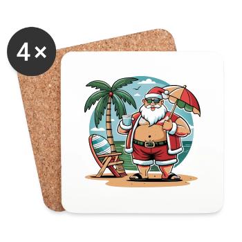 Funny Santa Christmas with a twist - Coasters (set of 4) - white - Front