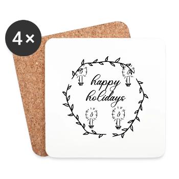 Advent Advetskranz Happy Holidays - Coasters (set of 4) - white - Front
