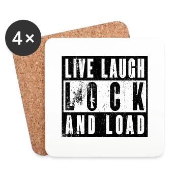 Power for Women - « Live Laugh Lock And Load » - Dessous de verre (lot de 4) - blanc - Devant