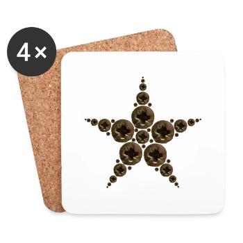 Star made of screws - Coasters (set of 4) - white - Front