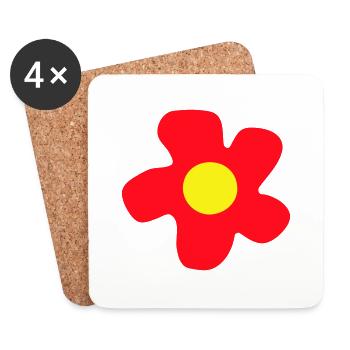Red Beautiful Flower Spring Summer Nature Flower - Coasters (set of 4) - white - Front