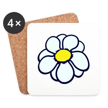 Petite Fleur Marguerite Blanche Décorative Belle Nature - Dessous de verre (lot de 4) - blanc - Devant