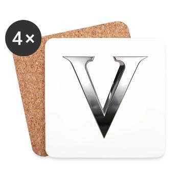 Chrome ,, V " Metallic - Untersetzer (4er-Set) - Weiß - Vorne