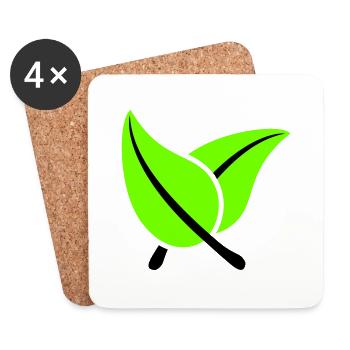 2 Green Beautiful Leaves Eco Spring Summer Nature - Coasters (set of 4) - white - Front