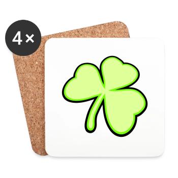 Shamrock Three Leaves Lucky Symbol Green Plant - Coasters (set of 4) - white - Front
