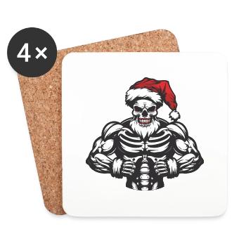 Crâne de Noël - Dessous de verre (lot de 4) - blanc - Devant