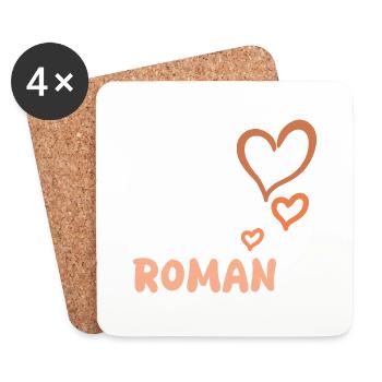 Romain comme prénom - Dessous de verre (lot de 4) - blanc - Devant