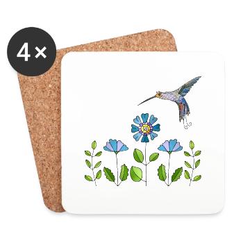 Bunter Vogel - Untersetzer (4er-Set) - Weiß - Vorne