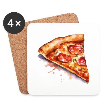 pizza - Dessous de verre (lot de 4) - blanc - Devant