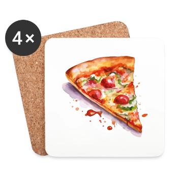 pizza - Dessous de verre (lot de 4) - blanc - Devant