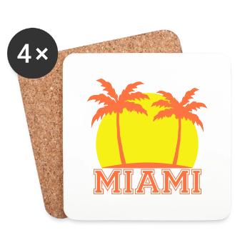 Miami USA 2 Palmen Strand Sonne Amerika Reise Cool - Untersetzer (4er-Set) - Weiß - Vorne