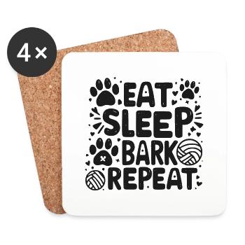 Eat Sleep Bark Repeat - Coasters (set of 4) - white - Front