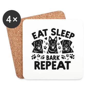 Eat Sleep Bark Repeat - Coasters (set of 4) - white - Front