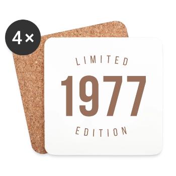 1977 Édition limitée Style rétro Cadeau d’anniversaire - Dessous de verre (lot de 4) - blanc - Devant