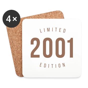 2001 Édition limitée Style rétro Cadeau d’anniversaire - Dessous de verre (lot de 4) - blanc - Devant