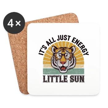 Tiger mit Sonnenbrille und Sonnenuntergang - Untersetzer (4er-Set) - Weiß - Vorne