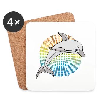 Delfin - Untersetzer (4er-Set) - Weiß - Vorne