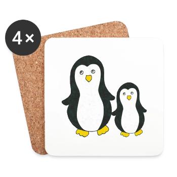 Pingouin, grand et petit - Dessous de verre (lot de 4) - blanc - Devant