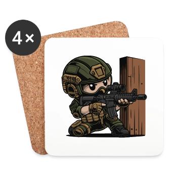 kleiner süsser soldat in Deckung - Untersetzer (4er-Set) - Weiß - Vorne