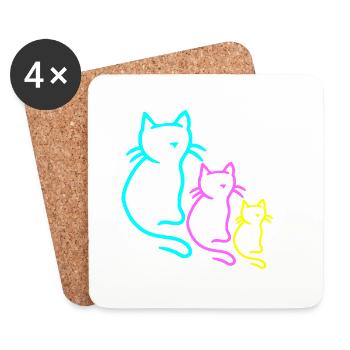 Retro Cats Cat Kitten 80s 90s Vintage Kid - Coasters (set of 4) - white - Front