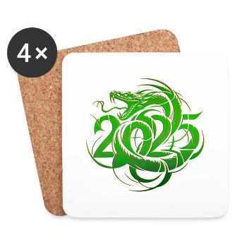 Fantasy Drache Anime Drachenkopf Mythos Reptilienschlange - Untersetzer (4er-Set) - Weiß - Vorne