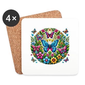 Papillons 2 - Dessous de verre (lot de 4) - blanc - Devant