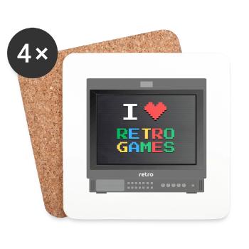 PVM Lover - Retrogames (Schwarz) - Untersetzer (4er-Set) - Weiß - Vorne