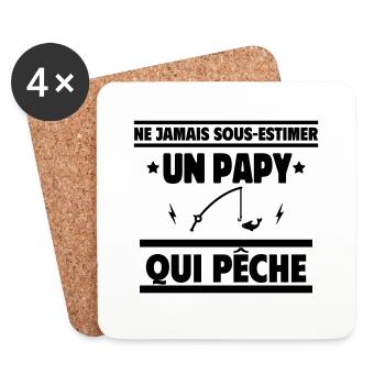 Ne sous-estimez jamais un papy pêcheur - Dessous de verre (lot de 4) - blanc - Devant