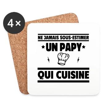 Ne sous-estimez jamais un papy cuisinier - Dessous de verre (lot de 4) - blanc - Devant