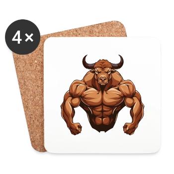 Gymnase des muscles du taureau Taureau - Dessous de verre (lot de 4) - blanc - Devant