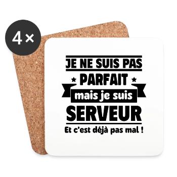 Je ne suis pas parfait, mais je suis serveur - Dessous de verre (lot de 4) - blanc - Devant