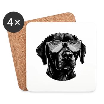 Labrador Dog Hipster Cool Party - Coasters (set of 4) - white - Front