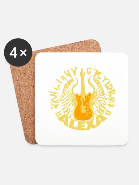 Gitarre Alexa - Untersetzer (4er-Set) - Weiß