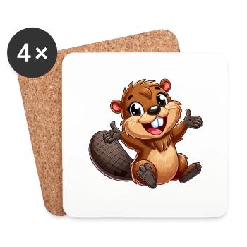 Beaver - Coasters (set of 4) - white - Front