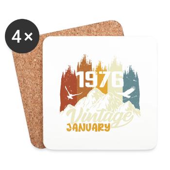 Anniversaire Janvier 1976 - Cadeau Janvier 1976 - Dessous de verre (lot de 4) - blanc - Devant