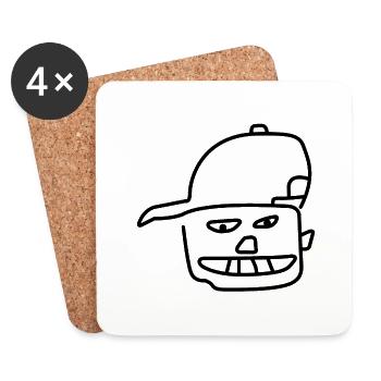 Funny Head | Art, Drawing, Funny Pictures - Coasters (set of 4) - white - Front