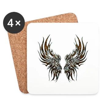 Ailes Dragon Anime Tête de dragon Mythical Reptile Magie - Dessous de verre (lot de 4) - blanc - Devant