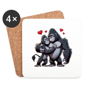 Couple de gorilles - Dessous de verre (lot de 4) - blanc - Devant