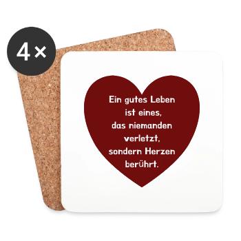 Herzen berühren - Lebe ohne Tränen - Untersetzer (4er-Set) - Weiß - Vorne
