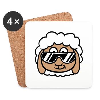 Mouton Lunettes de soleil Fête Mouton Agneau Tête Fraîche - Dessous de verre (lot de 4) - blanc - Devant