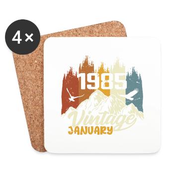 Geburtstag Januar 1985 - Geschenk Januar 1985 - Untersetzer (4er-Set) - Weiß - Vorne