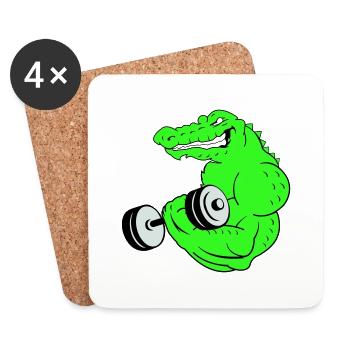 fitness crocodile 02 - Untersetzer (4er-Set) - Weiß - Vorne