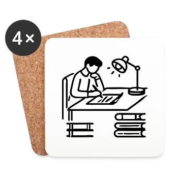 Author Learning Student Student - Coasters (set of 4) - white - Front