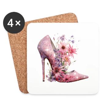 High Heel Liebhaber Glitzer Schuhe Damen Geschenk - Untersetzer (4er-Set) - Weiß - Vorne