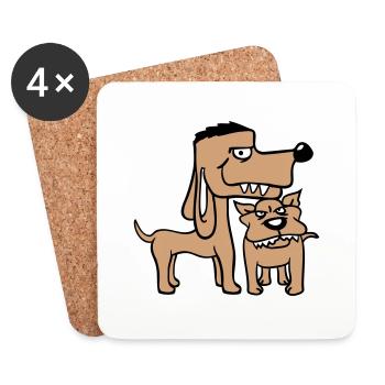 2 Böse Hunde Gefährlich Team Zwei Freunde Bro Crew - Untersetzer (4er-Set) - Weiß - Vorne