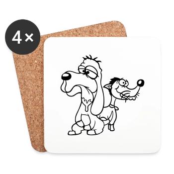2 dogs team stupid two friends crew unhappy - Coasters (set of 4) - white - Front